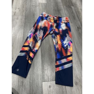 ATHLETA Lava Sonar Leggings Blue Multi Crop Style Zipper pocket